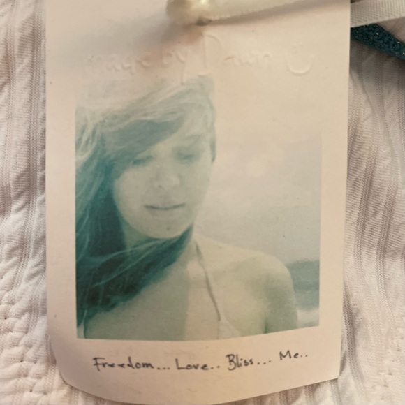 Free People Solid White Bikini Bottom Size S M L Blue Sparkle Rib High Waist - Picture 8 of 11